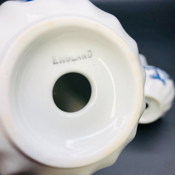 Vintage 60s Classic JG Meakin England BLUE NORDIC Salt Pepper Shaker Set - Picture 8 of 10